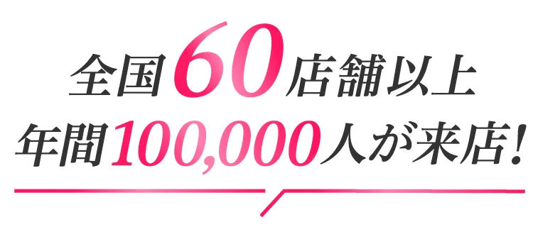全国60店舗以上 年間100,000人が来店!